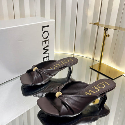 LOEWE 26S HEELED SANDALS 45 MM IN DARK BROWN CALFSKIN