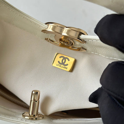 CHANEL 26S MINI SHOPPING BAG 32 IN WHITE LAMBSKIN