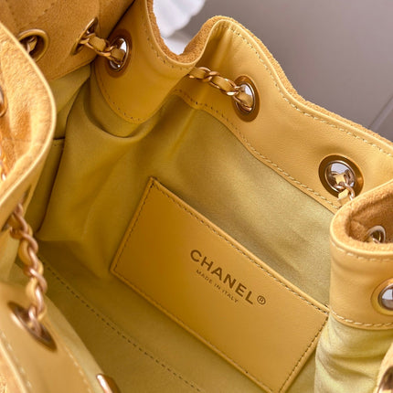 CHANEL 25S HOBO BAG 22 IN YELLOW SUEDE GOLD HARDWARE