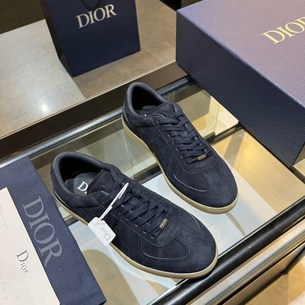 DIOR 26S LOW-TOP SNEAKERS IN BLACK BLUE SUEDE