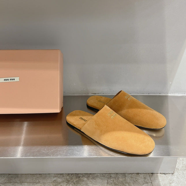 Mules Slippers Copper Color Lambskin