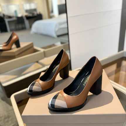 BURBERRY 26S HIGH HEELS 95 MM IN BROWN CALFSKIN