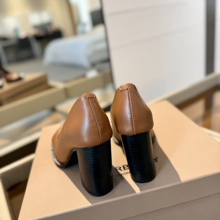 BURBERRY 26S HIGH HEELS 95 MM IN BROWN CALFSKIN