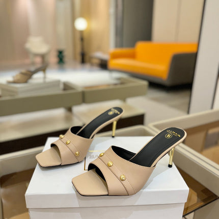 BALMAIN 26S HEELED SANDALS 70 MM IN BEIGE CALFSKIN