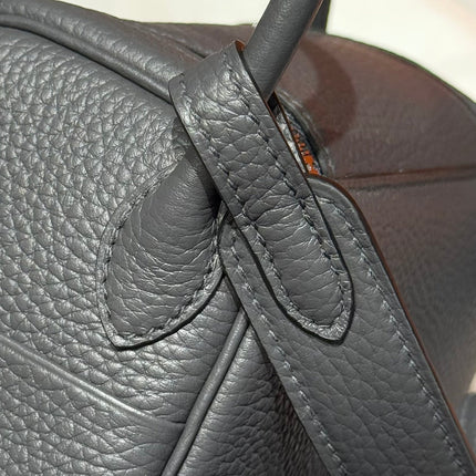 HERMES 25S MINI LINDY 19 IN CHARCOAL GRAY CALFSKIN SILVER HARDWARE
