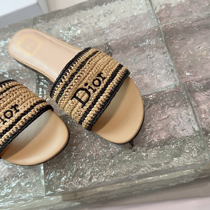 DIOR 26S WOVEN-STRAP SANDALS IN BEIGE CALFSKIN