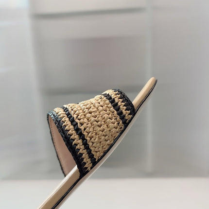 DIOR 26S WOVEN-STRAP SANDALS IN BEIGE CALFSKIN