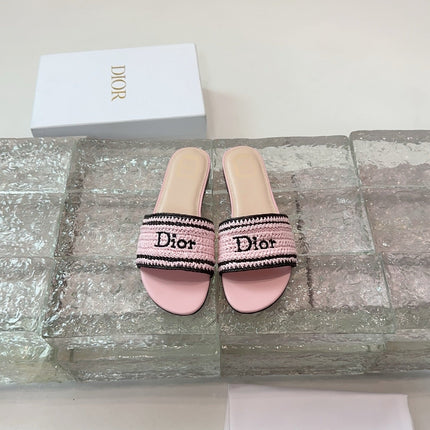 DIOR 26S WOVEN-STRAP SANDALS IN LIGHT PINK CALFSKIN