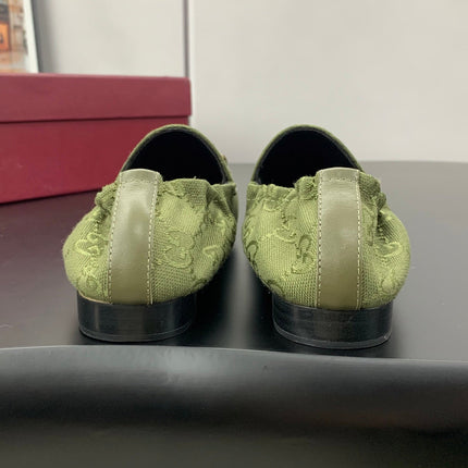 GUCCI 26S LOAFERS IN MOSS GREEN CANVAS