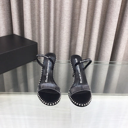 RHODES NOVA HIGH HEELS IN PVC STRAP AND BLACK CALFSKIN