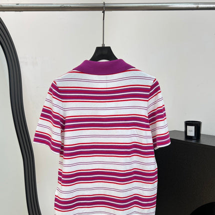 CELINE 26S STRIPED SHORT-SLEEVE POLO SHIRT 398