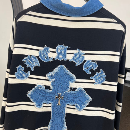 CHROME HEARTS 26S LONG-SLEEVE STRIPED POLO SHIRT 082