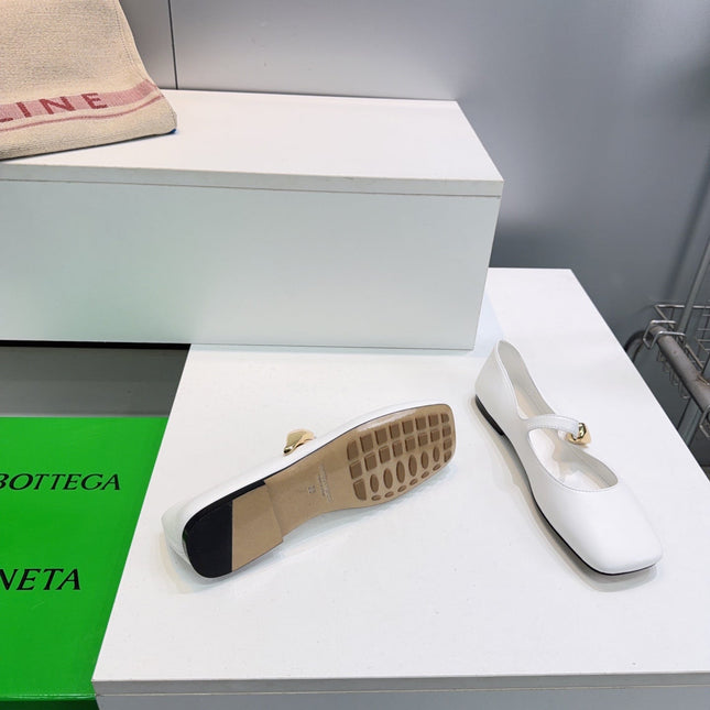 BOTTEGA VENETA 26S SQUARE-TOE MARY JANES IN WHITE LAMBSKIN