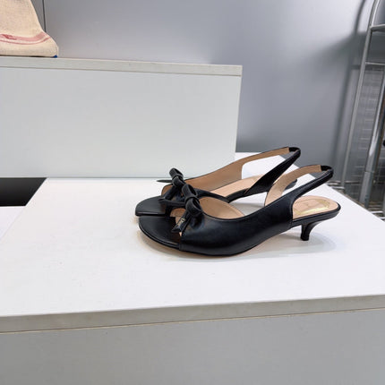 DIOR 26S BOW SLINGBACK SANDALS 45MM IN BLACK CALFSKIN