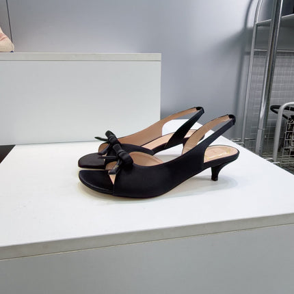DIOR 26S BOW SLINGBACK SANDALS 45MM IN BLACK SATIN