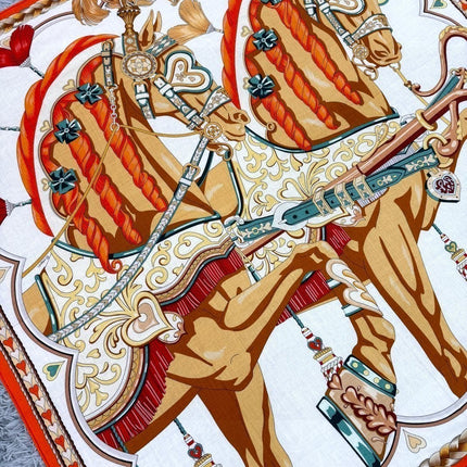 HERMES 26S PRINTED SQUARE SCARF 135 IN CASHMERE AND SILK 309422