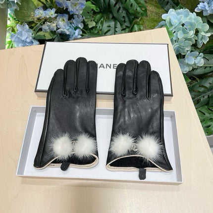GLOVES IN BLACK LAMBSKIN WITH LAMB FUR 463823