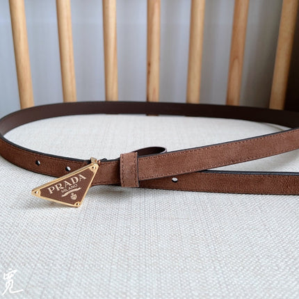 PRA TRIANGLE LOGO BELT IN BROWN SUEDE