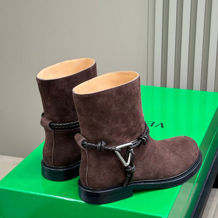 BOTTEGA VENETA 26S ANKLE BOOTS IN DARK BROWN SUEDE