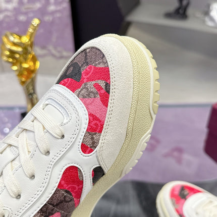 GUCCI 26S SNEAKER IN WHITE AND RED CALFSKIN