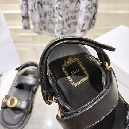 DIOR 26S VELCRO SANDALS IN BLACK CALFSKIN