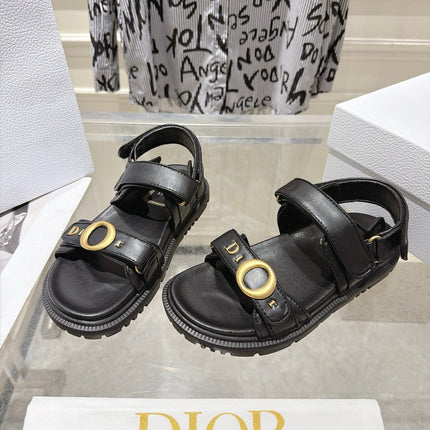 DIOR 26S VELCRO SANDALS IN BLACK CALFSKIN