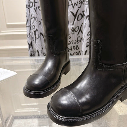 CHANEL 26S KNEE HIGH BOOTS 30 MM IN BLACK CALFSKIN