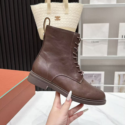 LP 26S LACE-UP ANKLE BOOTS IN DARK BROWN CALFSKIN