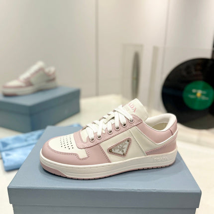 PRA DOWNTOWN PERFORATED SNEAKERS WHITE AND BLUSH CALFSKIN