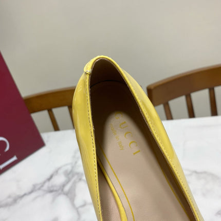 GUCCI 26S HORSEBIT BALLET FLATS IN YELLOW CALFSKIN