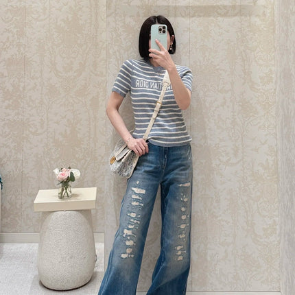 DIOR 25S RIPPED WIDE-LEG PANTS 705
