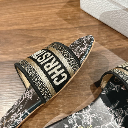 DIOR 26S SLIDE SANDALS IN BLACK TOILE DE JOUY LOGO