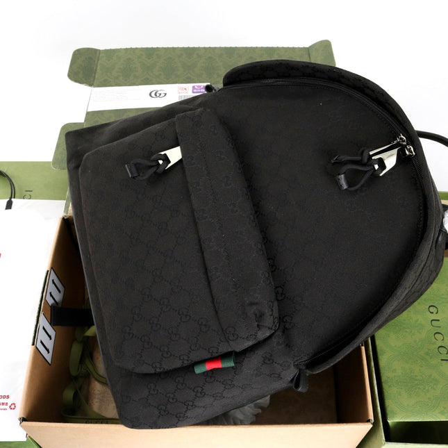 GUCCI 26S BACKPACK 36 IN BLACK CANVAS