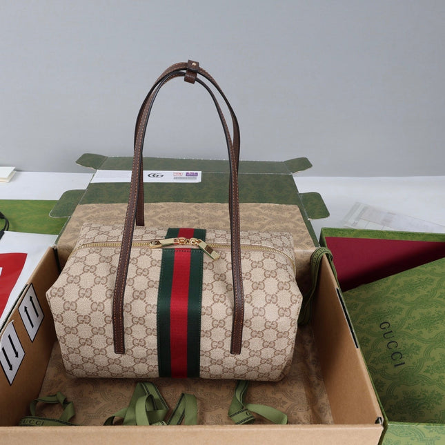 GUCCI 26S BOSTON BAG 29 IN BEIGE DENIM