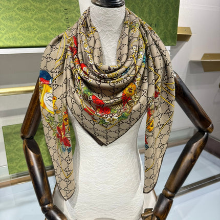 GUCCI 25S SCARF 140 IN CASHMERE 636341