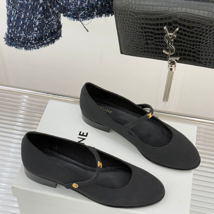 CELINE 26S MARY JANE SHOES IN BLACK FABRIC