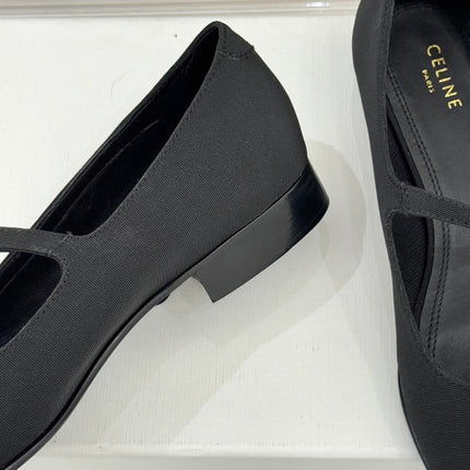CELINE 26S MARY JANE SHOES IN BLACK FABRIC
