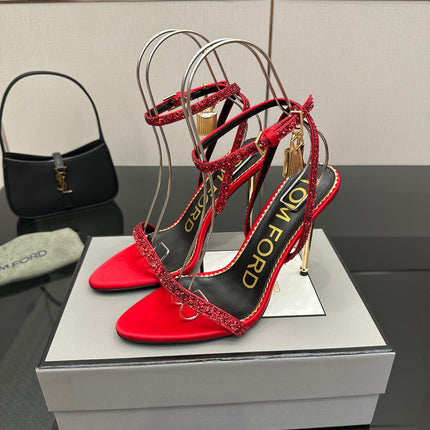 TOM FORD 26S HEELED SANDALS 100 MM IN RED CALFSKIN