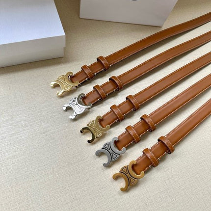 CELINE 25S BELT TRIOMPHE TAURILLON 25MM IN CARAMEL CALFSKIN 557499