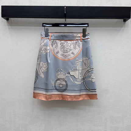 HERMES 26S SILK MIDI SKIRT 586