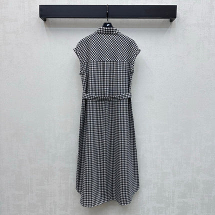 CELINE 26S GINGHAM BELTED MIDI DRESS 358