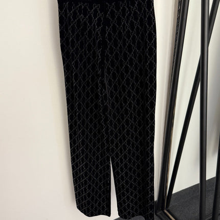 GUCCI 26S EMBELLISHED VELVET PANTS 98