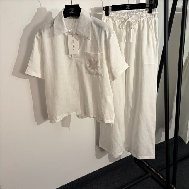 MAXMARA 26S SHORT-SLEEVE SHIRT & WIDE-LEG PANTS SET 324