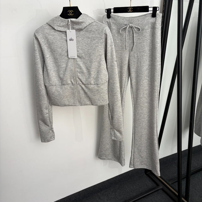 ALO 26S ZIP-UP HOODIE AND FLARED TRACK PANTS SET 298