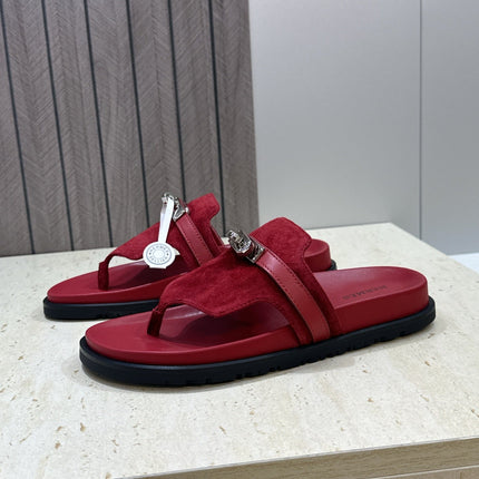 HM 26S EMPIRE SANDAL IN BURGUNDY RED SUEDE SILVER HARDWARE