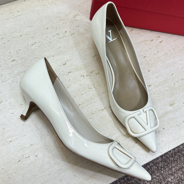 VALENTINO 26S HIGH HEELS 40 MM IN WHITE PATENT CALFSKIN
