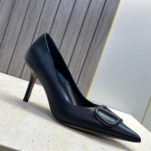 VALENTINO 26S HIGH HEELS 80 MM IN BLACK CALFSKIN