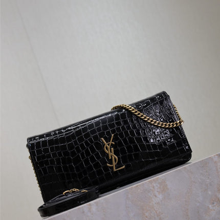 KATE 99 MEDIUM BAG 26 IN BLACK CROCODILE-EMBOSSED CALFSKIN COPPER HARDWARE