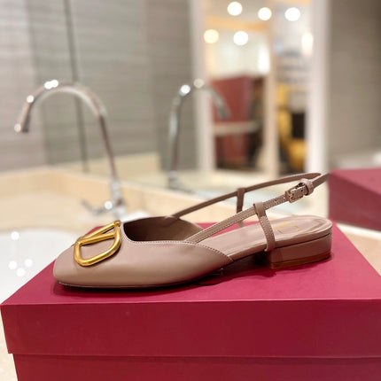 VALENTINO 26S SLINGBACK IN BEIGE PINK SMOOTH CALFSKIN