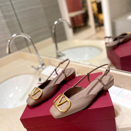VALENTINO 26S SLINGBACK IN BEIGE PINK SMOOTH CALFSKIN